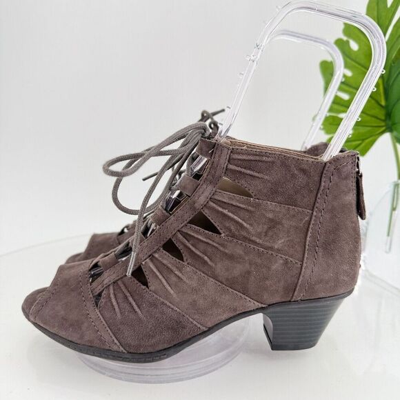 Earth Women's Aurora Sandal Size 8 Block Heel Slingback Open Toe Brown Shoes - Picture 4 of 14